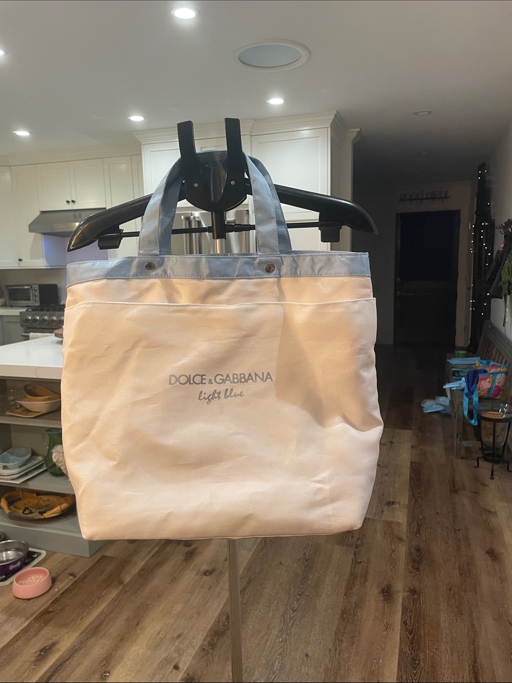 Dolce & Gabbana White Tote with Light Blue Trim